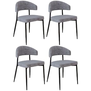 Cadeira De Jantar Estofada Kit 4 Chloe M25 Linho Lautrec Cinza - Mpozenato