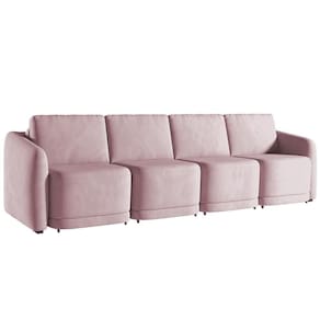 Sofá Cama Casal Para Sala 316cm Polska K04 Veludo Rosê - Mpozenato
