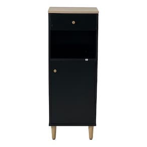 Gabinete Banheiro 1 Porta 1 Gaveta 3 Prateleiras 104x38 Cm Bn07 Preto Dtall