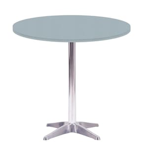 Mesa Delta Em Alumínio 75 Cm (alt) Base Em X Tampo Mdp Redondo 70 Cm (larg) X 2,50 Cm (alt) Cinza