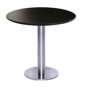 Mesa Beta Big Inox 75 Cm (alt) Disco Redondo Tampo Mdp Redondo 80 Cm (larg) X 2,50 Cm (alt) Preto