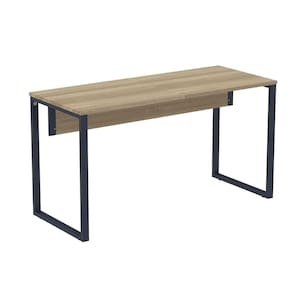 Mesa Escritório P25 Tub Pandin 134 Cm (larg) Tampo Mdp Noce Naturalle Pé Aço Tubular Azul Del Rey