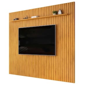 Painel Tv 75 275cm Suspenso Ripado Noah D04 Cedro - Mpozenato