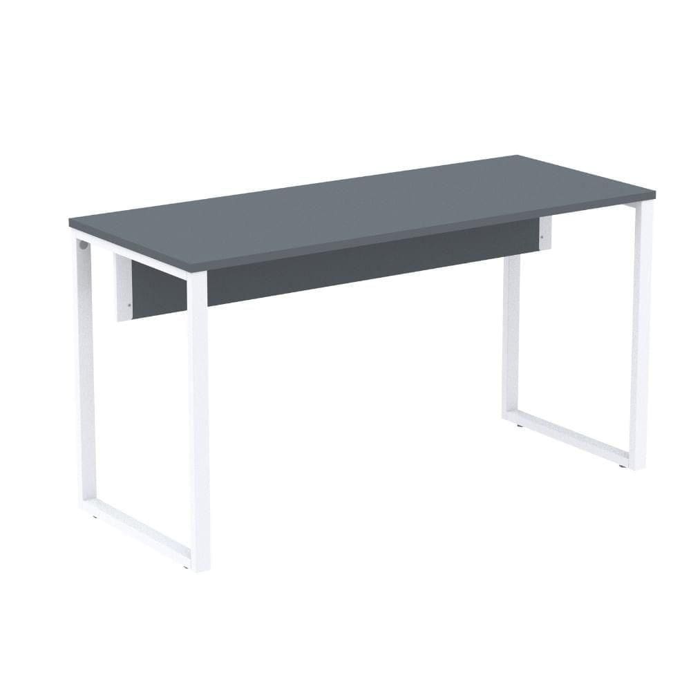 Mesa Escritório P25 Tub Pandin 120 Cm (larg) Tampo Mdp Grafito Pé Aço Tubular Branco