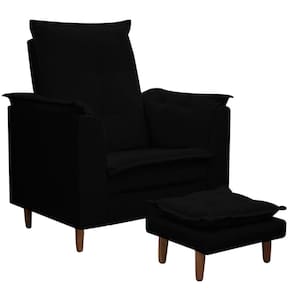 Poltrona Maria Para Amamentação E Descanso Com Puff Confortável Suede Preto Mabe Magazine