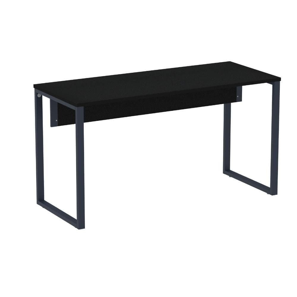 Mesa Escritório P25 Tub Pandin 134 Cm (larg) Tampo Mdp Preto Pé Aço Tubular Azul Del Rey