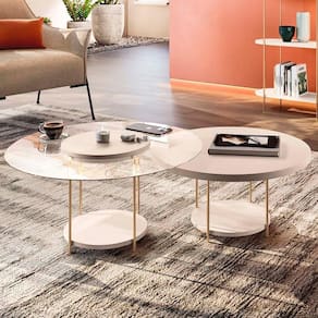 Mesa De Centro Para Sala Pés Metálicos Kit 2 Sky Off White - Hb Móveis