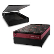 Conjunto Box Baú Preto Toronto Preto 138x188x73 c/ Molas Ensacadas