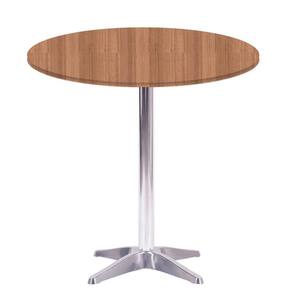 Mesa Delta Em Alumínio 75 Cm (alt) Base Em X Tampo Mdp Redondo 60 Cm (larg) X 2,50 Cm (alt) Noce Nat