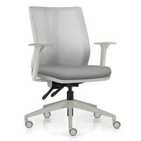 Cadeira De Escritório Giratória Diretor Flow F02 Base Cinza Sintético Cinza - Lyam Decor