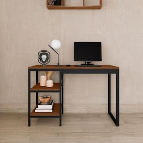 Home Office Slim Aço Mdp Para Estudo Trabalho Canela Rustico