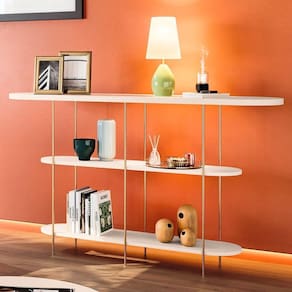 Aparador De Sala Com Prateleiras Pé Metal Infinity Off White - Hb Móveis