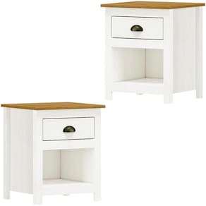 Kit 02 Mesas De Cabeceira Madeira Maciça 46 Cm 9100 Branco Freijo Milani Store