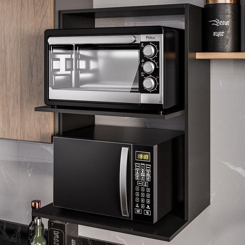 Suporte Micro-ondas E Forno Armário Aéreo 60cm Turim Z34 Preto - Mpozenato