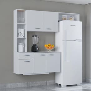 Cozinha Poquema Suspensa Com Balcão Isis Branco