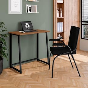 Mesa De Estudo Portátil Quarto Sala Dobrável Em Aço Fit Canela