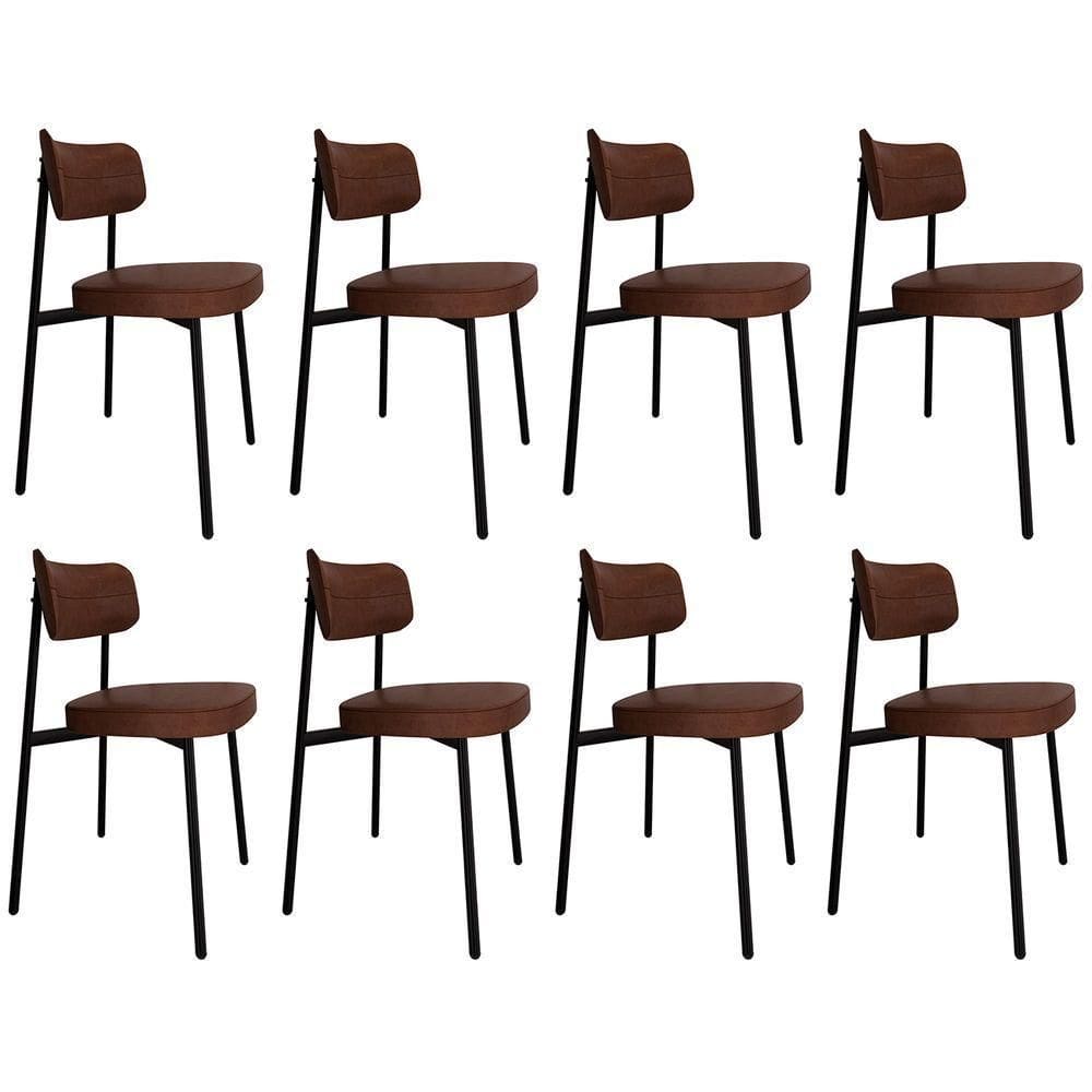 Cadeira De Jantar Estofada Kit 8 Ella M25 Sintético Whisky - Mpozenato
