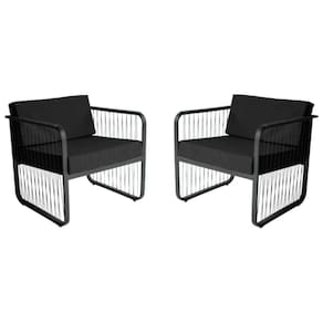 Conjunto 2 Poltronas área Externa Fibra Sintética Santiago Preto-preto