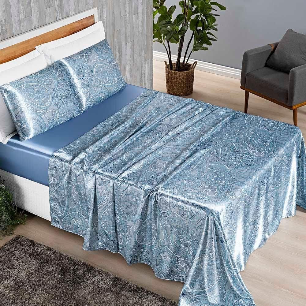 Jogo Cama Lençol Charme Queen 4 Peças Serenity 100% Poliéster
