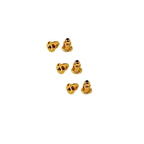 Kit 3 Pares De Tarraxa Para Brincos Modelo Bala Banhada Em Ouro 18k