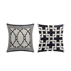 Capa Para Almofada Grécia 1 Peça 45cm X 45cm 60% Algodão - 40% Poliéster Tecido Jacquard Com Zíper - Preto
