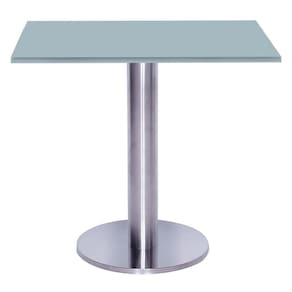 Mesa Beta Big Inox 75 Cm (alt) Disco Redondo Tampo Mdp Quadrado 60 Cm (larg) X 2,50 Cm (alt) Cinza
