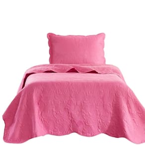 Kit Cobre Leito Colcha Bouti Solteiro Infantil 2 Peças Pink 100% Poliéster