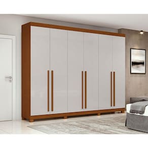 Guarda Roupa Casal Ambiente Bertha 6 Portas Frassino Off White com Pés - Lopas