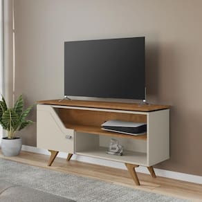 Rack Para Tv Até 50 Polegadas Com Nichos E 1 Porta Multimóveis Cr45297 Off White Naturalle