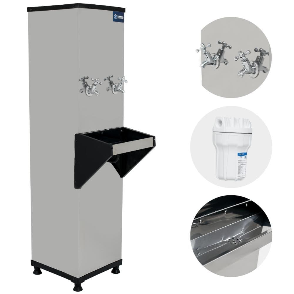 Bebedouro Industrial Coluna 25 Litros Resfriador De Água 2 torneiras KX02 Knox