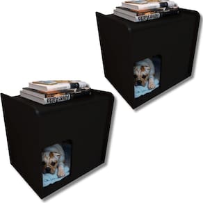 Kit 2 Mesa De Cabeceira Cama Pet Cães 45x45x40 Preto