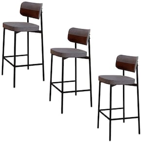 Banqueta Alta Bar Estofada Kit 3 Ella M25 Linho Cinza-whisky - Mpozenato