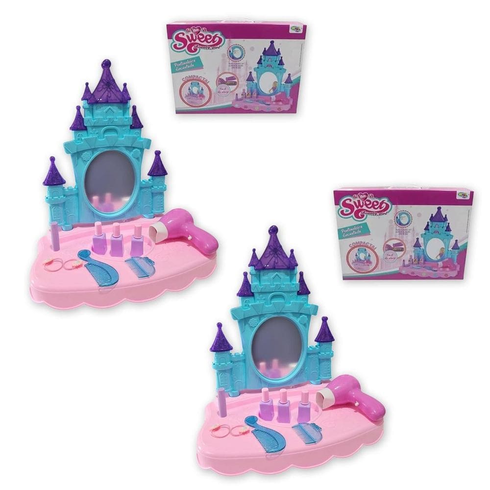 Kit 2 Penteadeiras Infantil Encantada Compacta Acessórios
