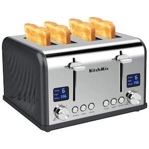 KitchMix Torradeira de 4 Fatias com Temporizador LCD, 1650W, 110V, Vermelha