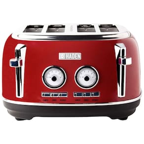 Torradeira Retro de 4 Fatias, 1500W, 110v, HADEN 75040, Vermelho