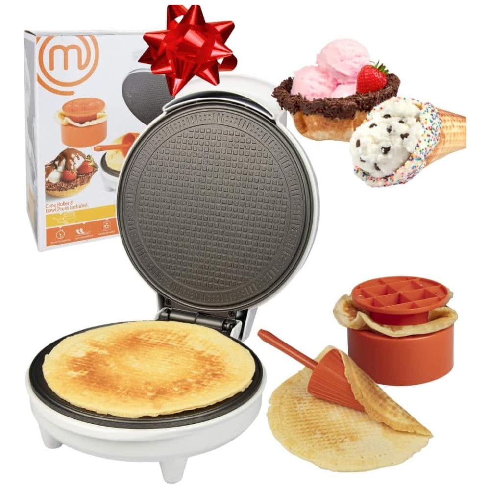 Máquina de Waffle Cone Sorvete Inclui Shaper Roller e Bowl Press, 110v, MASTERCHEF WCB 041, Branco