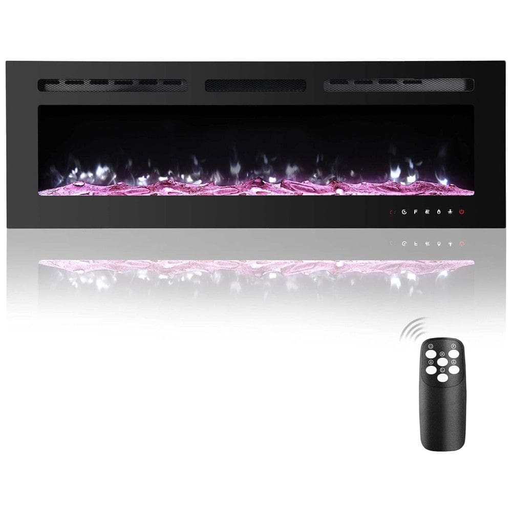 Lareira Elétrica de Embutir A54x127L Digital, Luz LED, Chamas Multicolorida e Temporizador, 1500W, 110v, HOMAJOR, Preto