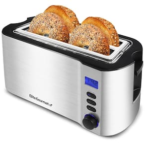 Torradeira Elétrica 4 Fatias com 6 Níveis de Tostagem e Função Descongelar, 110v, ELITE GOURMET ECT4400B, Prateado