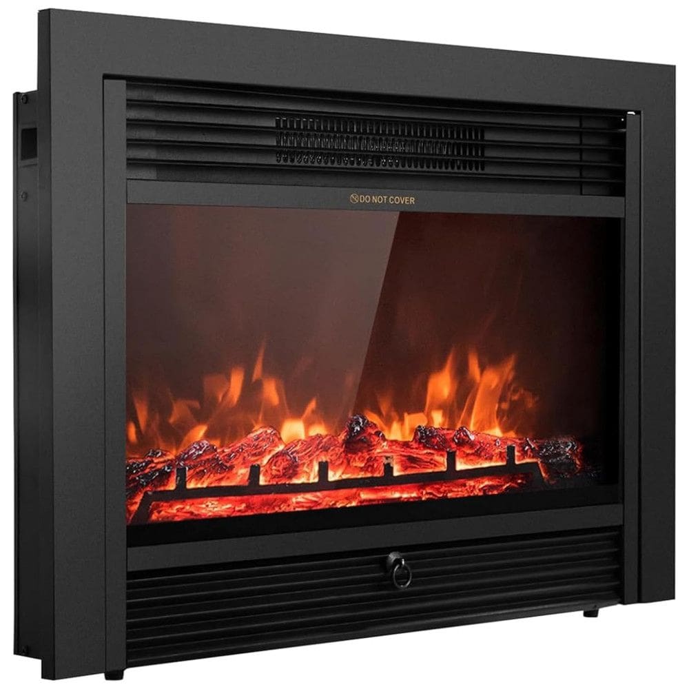 Lareira Elétrica de Embutir A53x72L com Controle Remoto e Chamas Multicolorida, 1500W, 110v, GIANTEX HW51075, Preto