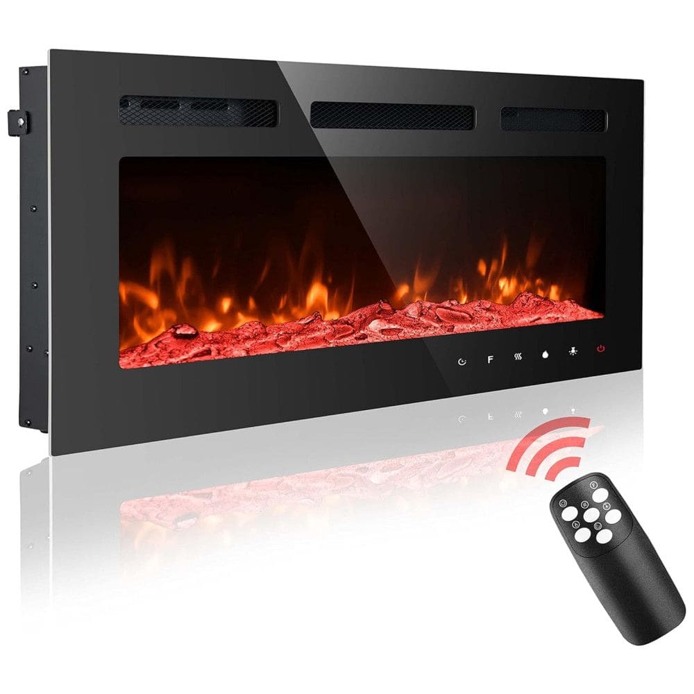 Lareira Elétrica de Embutir A54x101L Digital, Luz LED, Chamas Multicolorida e Temporizador, 1500W, 110v, HOMAJOR, Preto