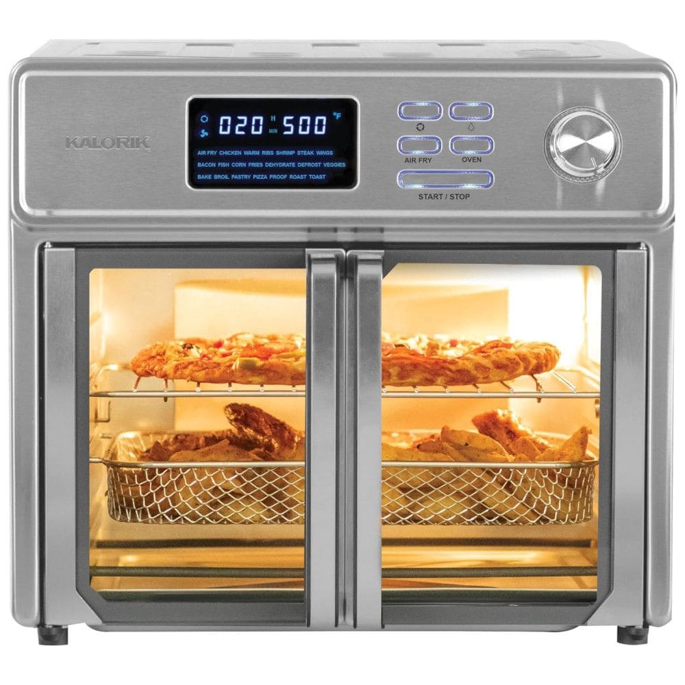 Forno Elétrico de Bancada 26L 10 em 1 Multifunções com 9 Acessórios de Cozinha em Aço Inoxidável, 110V, 1700W, Kalorik M, Prata
