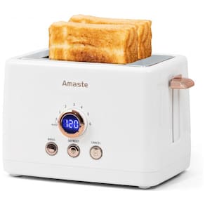 Torradeira Elétrica 2 Fatias com 6 Níveis de Tostagem em Aço Inoxidável e Painel Digital, 110V 850W, Amaste, Dourado