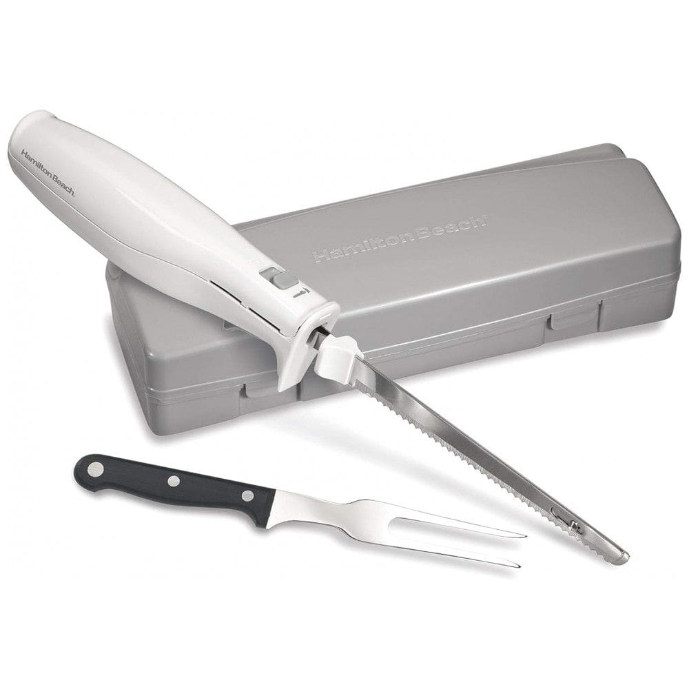 Faca Elétrica em Aço Inoxidável com Caixa de zenamento, Branca, 110v, HAMILTON BEACH 74250R, Branco