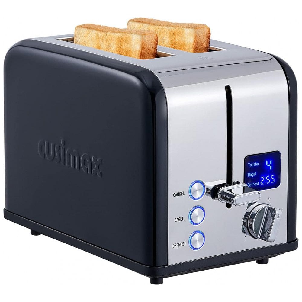 Torradeira Elétrica 2 Fatias com 6 Configurações de Tostagem, Aço Inox, 110V, Cusimax, Preta