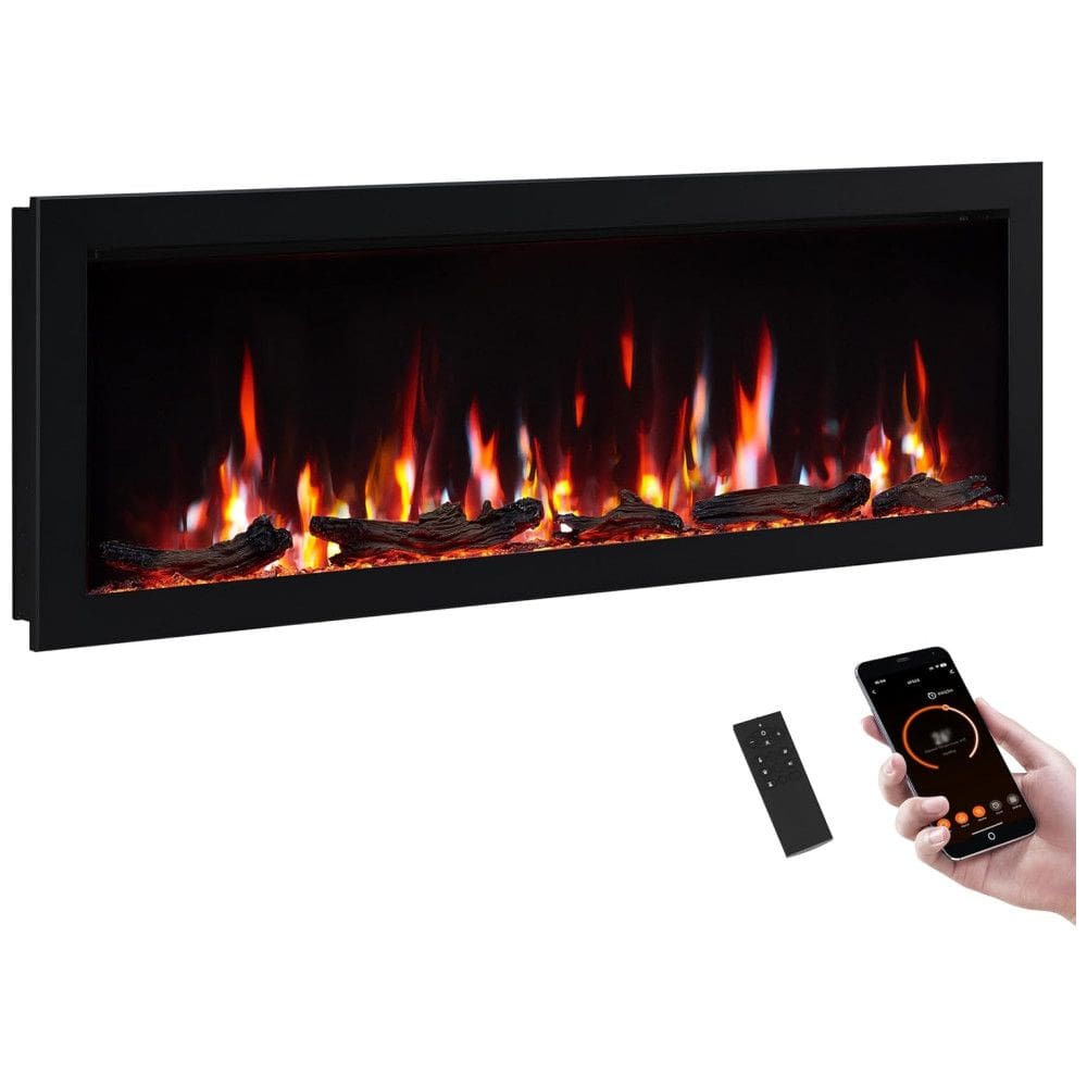 Lareira Elétrica de Embutir A45x107L cm com 9 Cores de Chama, Temporizador, Desligamento de Segurança, Compatível Alexa e Google Assistant,