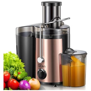 Centrífuga de Frutas 500mL com Bocal de Alimentação Largo, 2 Velocidades e Proteção Contra o Superaquecimento, 500W,110v, Qcen, Ouro Rosa