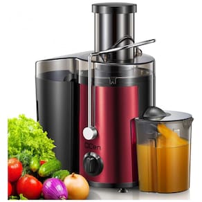 Centrífuga de Frutas 500mL com Bocal de Alimentação Largo, 2 Velocidades e Proteção Contra o Superaquecimento, 500W,110v, Qcen, Vermelho
