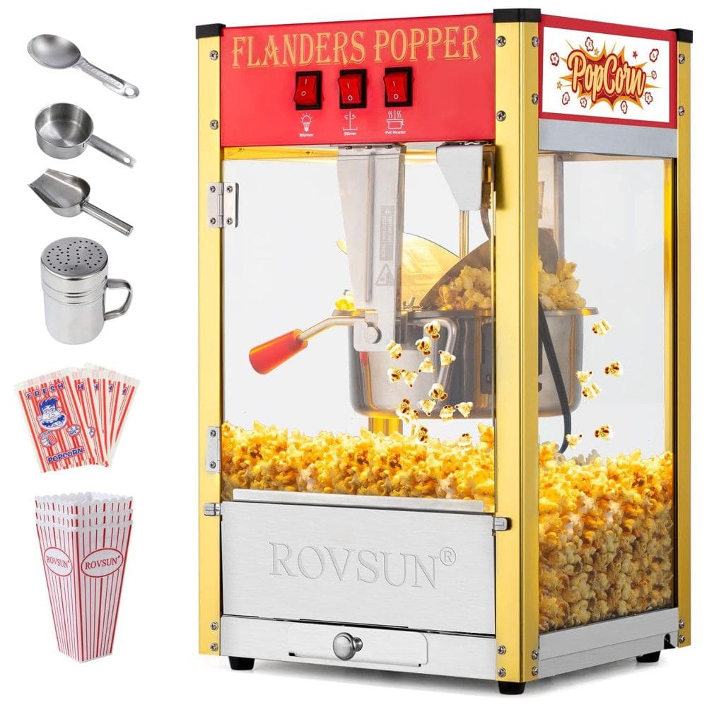 Pipoqueira Elétrica Faz até 7,2 kg de Pipoca com Panela de 226g, Colher de Aço Inoxidável, Colher de Óleo e 3 Copos de Pipoca, 110V,
