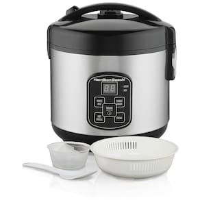 Panela de Arroz Elétrica, Programável Digital 8 Xícaras Cozidas 4 não cozidas, 110v, HAMILTON BEACH 37518, Prateado
