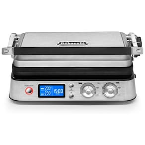 Churrasqueira Grill Elétrica com Placa para Waffle, 1800W, 110v, DELONGHI CGH1030D, Prateado